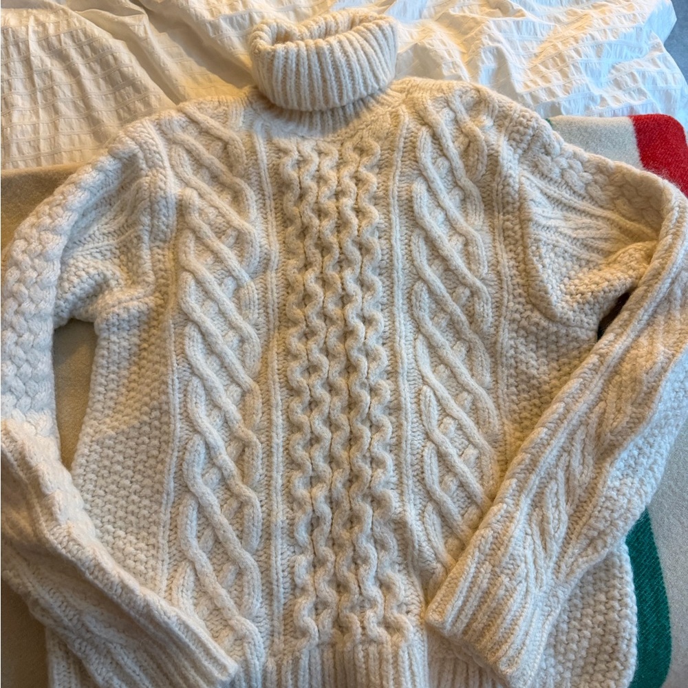 Alex Mill Cable-Knit Turtleneck Sweater - Cream